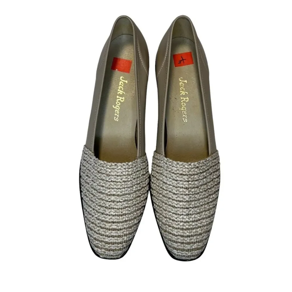Jack Rogers Woven Fabric Toe Slip On Wedge Heel Shoe Size 8.5N